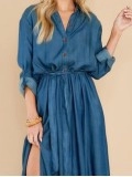 Women's Style Sexy Slit Long Sleeve Maxi Dress