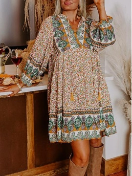floral print long sleeve dress