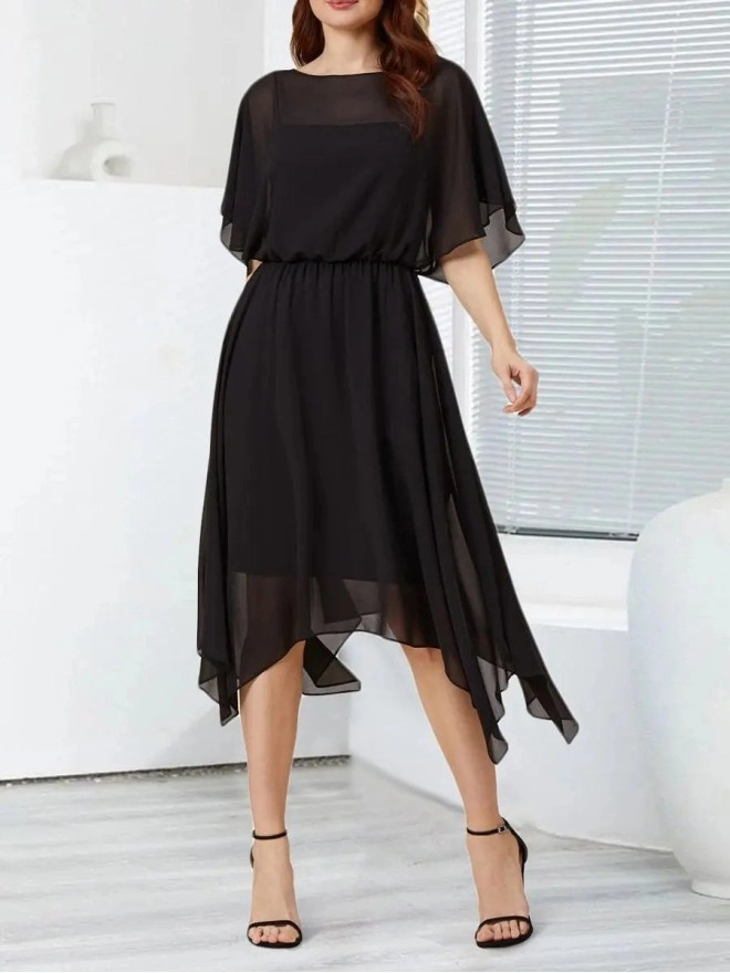 Black chiffon simple elegant dress