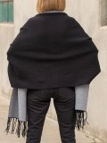 Black gray shrub cardigan with tassels