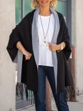 Black gray shrub cardigan with tassels