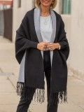 Black gray shrub cardigan with tassels