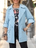 Blue drawstring pocket work jacket