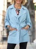 Blue drawstring pocket work jacket