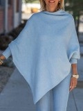 Blue irregular pullover sweater