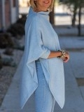 Blue irregular pullover sweater