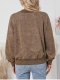 Brown Drop Shoulder Crew Neck Pullover Sweatshirt