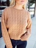 Brown Jacquard Textured Knitted Sweater