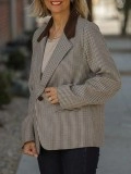 Brown patchwork plaid suit jacket