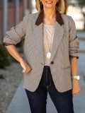 Brown patchwork plaid suit jacket
