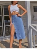 Button Down Denim Skirt
