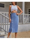 Button Down Denim Skirt