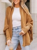 Camel Textured Knit Cardigan