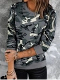 Casual camouflage print crew neck sweatshirt