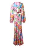 Casual colorful printed V-neck dress