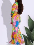 Casual colorful printed V-neck dress