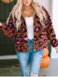Casual contrasting leopard print sherpa jacket