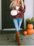 Casual contrasting leopard print sherpa jacket