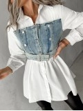 casual denim patchwork shirt dress
