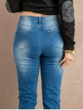 Casual flag print patchwork jeans