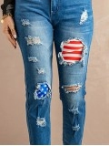 Casual flag print patchwork jeans