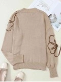 Casual floral pattern solid color sweater