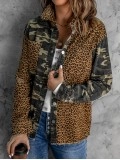 Casual leopard print patchwork camouflage jacket