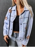 Casual leopard print star patchwork denim jacket