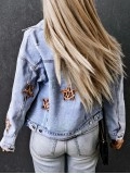 Casual leopard print star patchwork denim jacket