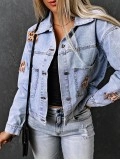 Casual leopard print star patchwork denim jacket