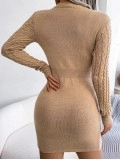 Casual openwork knitted mini dress