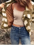 Casual plaid sherpa lapel jacket