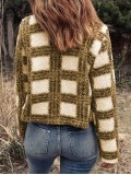 Casual plaid sherpa lapel jacket