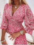 Casual printed V-neck mini dress