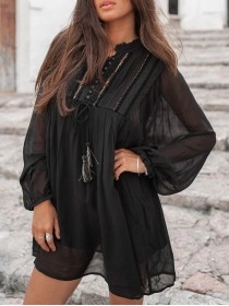 casual puff sleeve dress