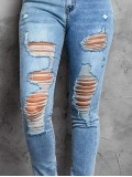Casual ripped solid color women's jeans