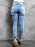 Casual ripped solid color women's jeans