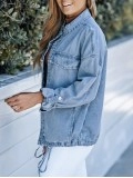 Casual solid color drawstring denim jacket