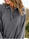 Casual solid color lantern sleeve sweatshirt