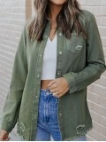 Casual solid color long sleeve denim jacket