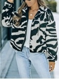 Casual zebra print sherpa jacket
