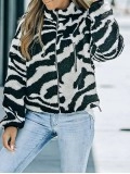 Casual zebra print sherpa jacket