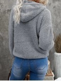 Casual zipper sherpa solid color hoodie