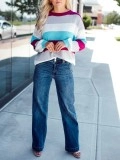 Colorful wide striped knitted sweater