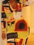 Contrast Abstract Pattern Long Dress