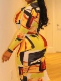 Contrast Abstract Pattern Long Dress