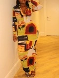 Contrast Abstract Pattern Long Dress