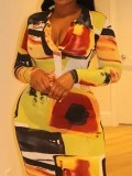 Contrast Abstract Pattern Long Dress