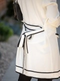 Contrast edged metal buckle with waistband knit cardigan