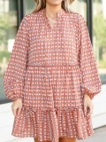 Contrast geometric printed loose fitting dress